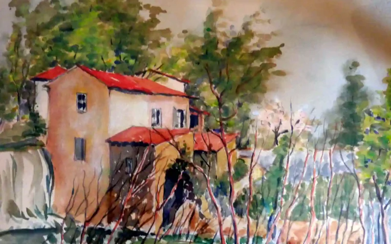 tribies-moulin-riviere-aquarelle-saint-hilaire-patrimoine