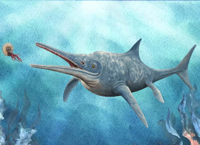 Ichthyosaure-ammonite